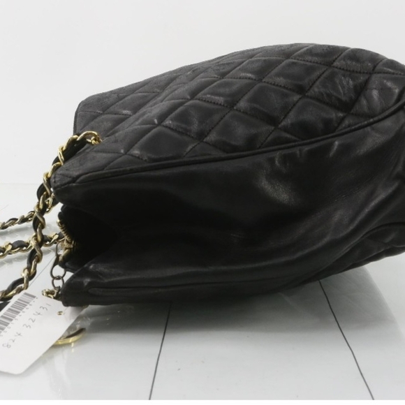 Chanel Vintage Black Quilted Lambskin Shoulder Tote Bag Authentic Classic - Picture 4 of 16